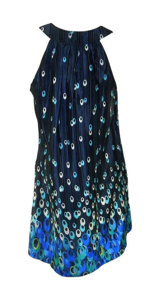 New Look Purple Label Silky Sleeveless Tunic Dress Print Design on Black 2 Colou