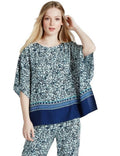 Marks & Spencer Blue Paisley Print Top with Batwing Sleeves Orig price £29