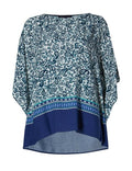 Marks & Spencer Blue Paisley Print Top with Batwing Sleeves Orig price £29