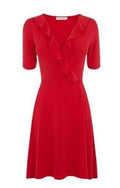 Oasis red frill v neck skater dress (EX)