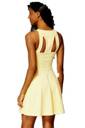 River Island Yellow Ribbed Stretch Skater Dress Orig Price £45