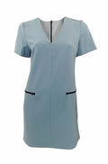 Ex Highstreet Pale Blue A Line Shift Tunic Dress with Zipped Detail & V Neckline