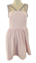 Dorothy Perkins Nude Peach Strappy Dress with Fitted Bodice & Stone Encrusted St