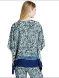 Marks & Spencer Blue Paisley Print Top with Batwing Sleeves Orig price £29