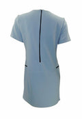 Ex Highstreet Pale Blue A Line Shift Tunic Dress with Zipped Detail & V Neckline