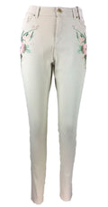 Marks & Spencer Per Una Roma Rise Embroidered Putty Skinny Ankle Grazer Jeans