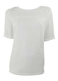 Marks & Spencer Ivory Crepe Short Sleeved Top with Lace Panels Orig Price £28