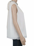 M&S Ladies embellishment high neck cream Lined vest top