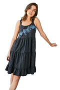 NEW Next Linen Blend Embroidered Strappy  Blue summer dress Size 8-18