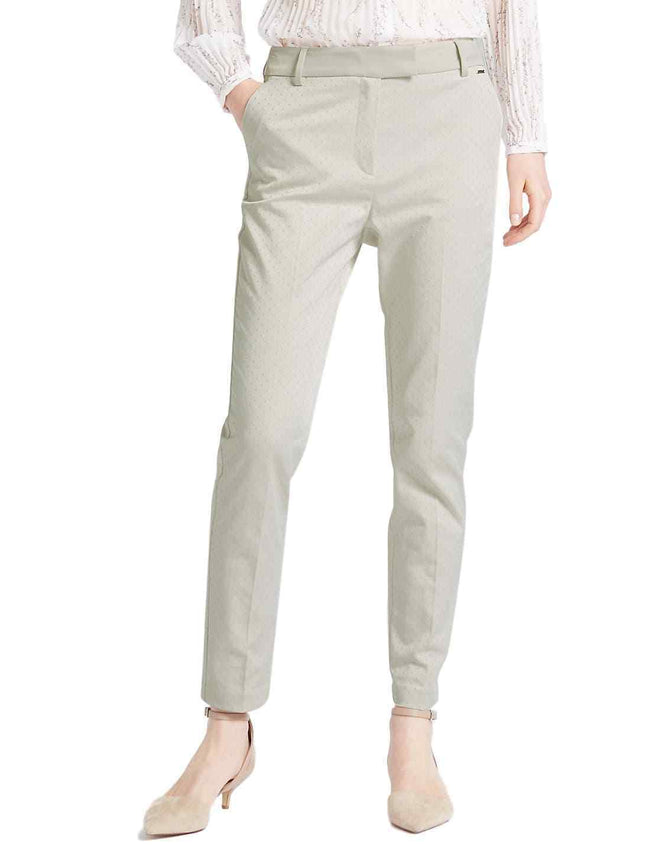 Marks & Spencer Per Una Roma Rise Jacquard Tapered Leg Trousers Two Colours