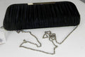Black Satin Clutch Bag with Silver Coloured Shoulder Chain