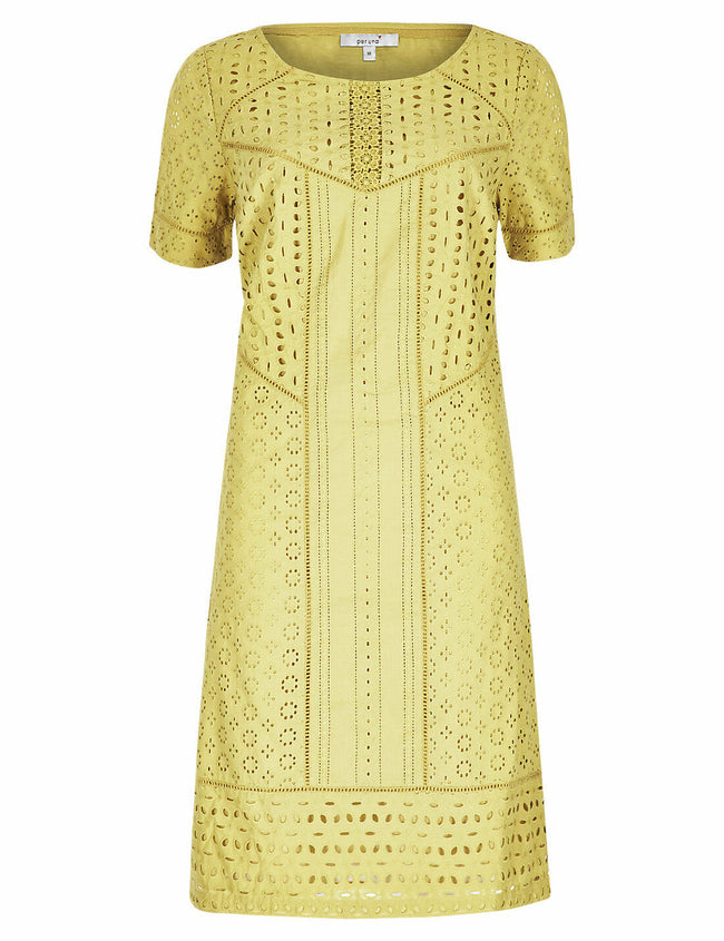 Marks & Spencer Lime Green Lined Anglais Shift Dress with Short Sleeves