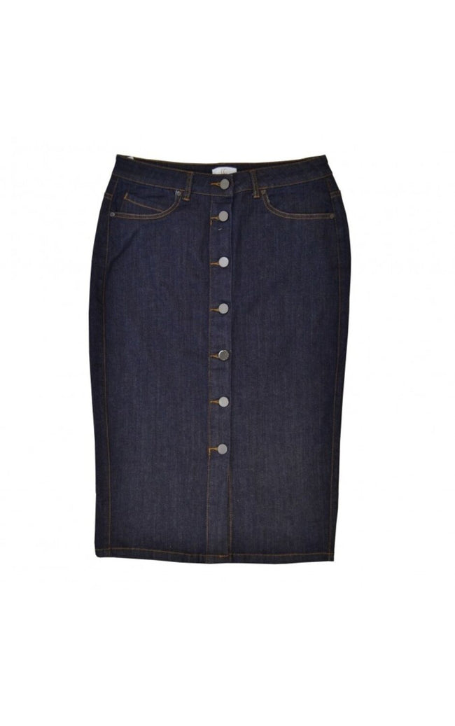 CC Country Casuals Navy Blue Denim Pencil Skirt with Front Buttoning Org £59