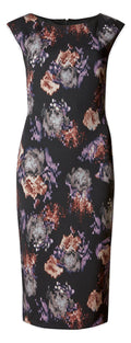 Marks & Spencer Unfocussed Floral Print Fitted Sleeveless Shift Dress Plus Size