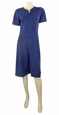 Marks & Spencer French Navy Textured Fit & Flare Dress with Notch Neck