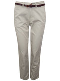 Marks & Spencer Indigo Collection Neutral Cotton Belted Cropped Chino Trousers