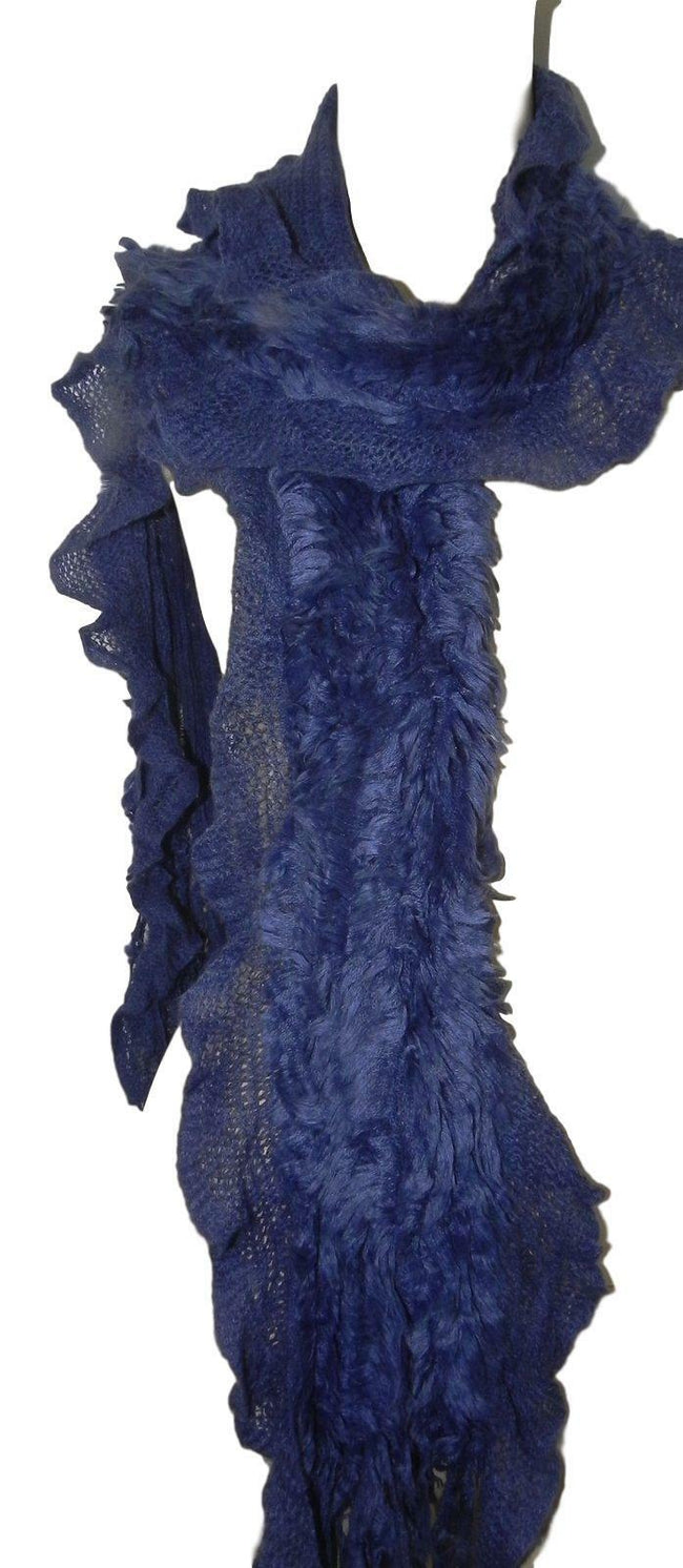 Beautifully Soft Knitted Scarf with Fluffy Panel down Centre Tasselled Ends 4 Co
