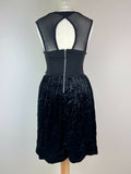 Topshop Black Crinkle Velvet Sleeveless Mini Dress With Net Yoke Stretchy