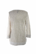 INC International Concepts Open-Stitch Silver Metallic Beige Sweater Size Large