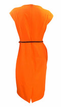 Debenhams Collection Bright Orange Shift Dress with Deep Frill at Front