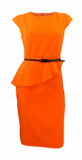 Debenhams Collection Bright Orange Shift Dress with Deep Frill at Front
