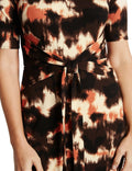 Marks & Spencer Collection Brown, Cream & Black Print Stretchy Shift Dress Wide