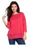 Wallis Rose Pink Double Layered Fine Knit Top over Chiffon