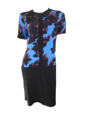 Marks & Spencer Black & Bold Cobalt Blue Print Slinky Stretchy Dress with Short
