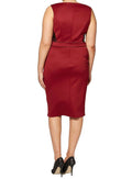 Dorothy Perkins Plus Size Wine Sleeveless Fitted Scuba Dress with Lace Insert