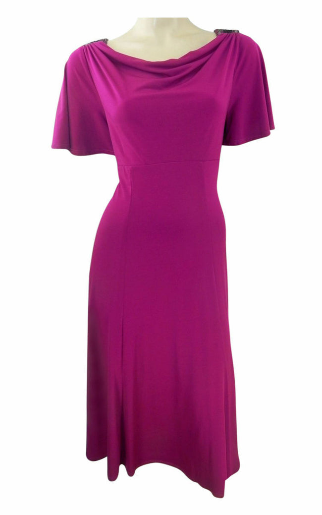 Alex & Co Magento Stretchy Fit & Flare Dress with Drop Cowl Neckline size 12