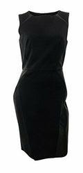 Florence & Fred Good Quality Black & Faux Leather Panel Dress Sleeveless