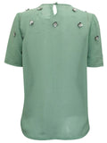 Next  Dusky Green Heavily Embellished Lined Chiffon Blouse Orig Price £45