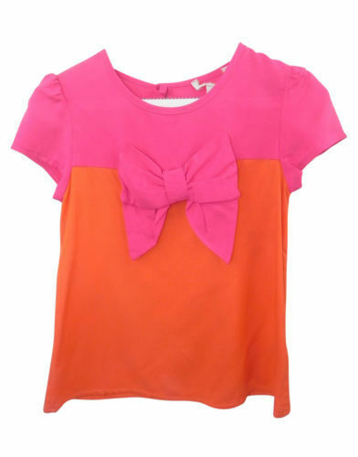 Debenhams Bluezoo colour block hot pink/ orange short sleeved top