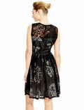 Marks & Spencer Collection Black Burnout Rose Pattern Skater Prom Dress