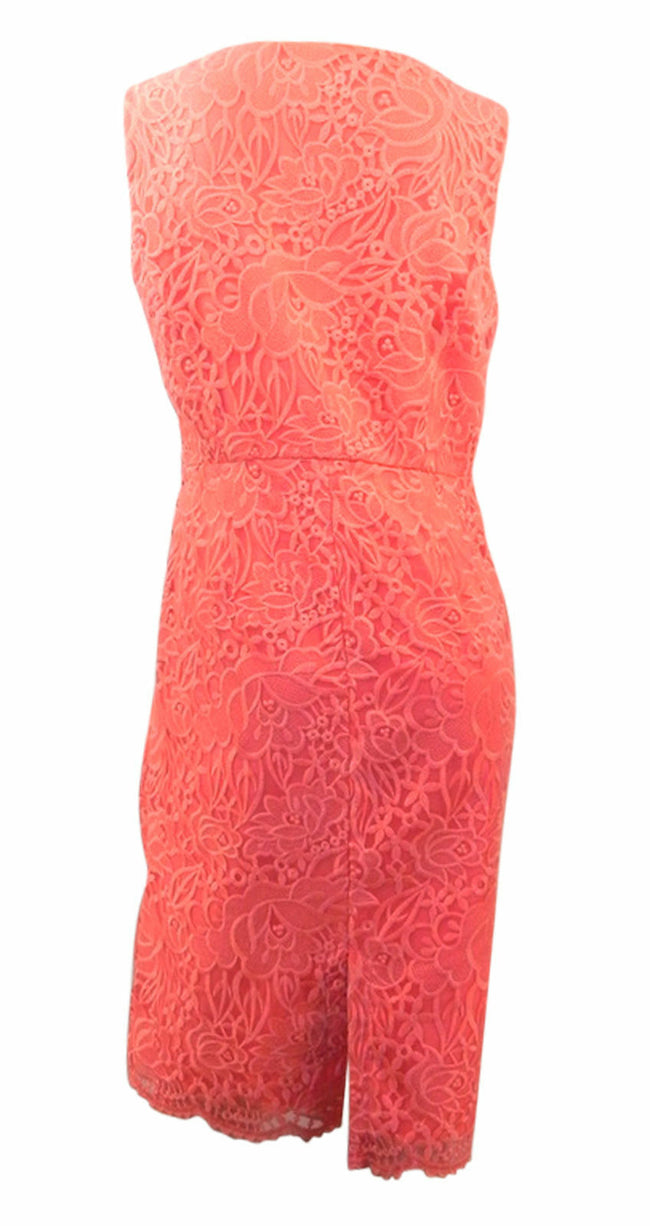 Marks & Spencer coral appliqued fit & flare sleeveless dress with V neckline
