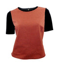 Marks & Spencer Red & Tan Geometric Print Short Boxy Top with Short Sleeves