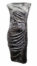 Marks & Spencer mink crushed velvet stretchy sleeveless shift dress with shaping