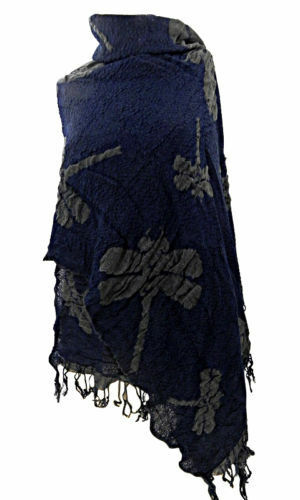 Large double thickness wrap scarf with design of large dragonflies - 6 colourway