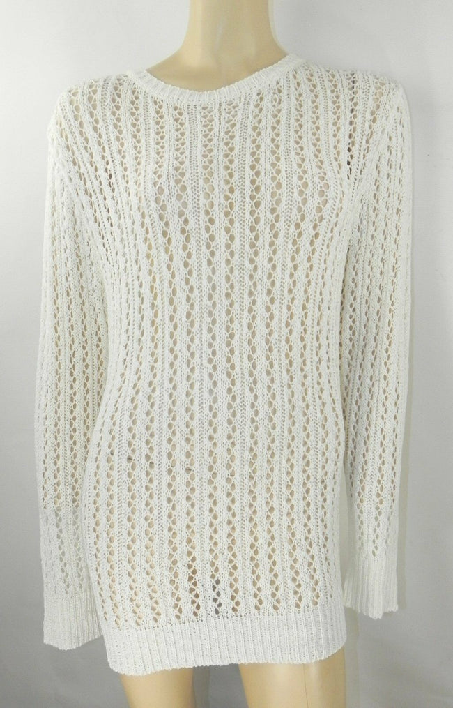 Karen Kane Designer Good Quality Ivory Women's Crewneck Loose Knit Sweater Size