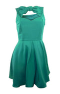 ASOS green fit & flare mini dress with bow detail at front & keyhole back