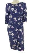 Marks & Spencer Navy & Purple Print Stretchy Shift Dress Org Price £45