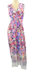 Marks & Spencer Multi Floral Stretchy Maxi Dress with V Neckline