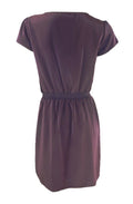 Marks & Spencer Limited Edition Plum V Neck Dress Silky Feel Fabric with Front F