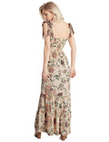 Marks & Spencer Indigo Collection Beige Mix Floral Print Tie Shoulder Maxi Dress