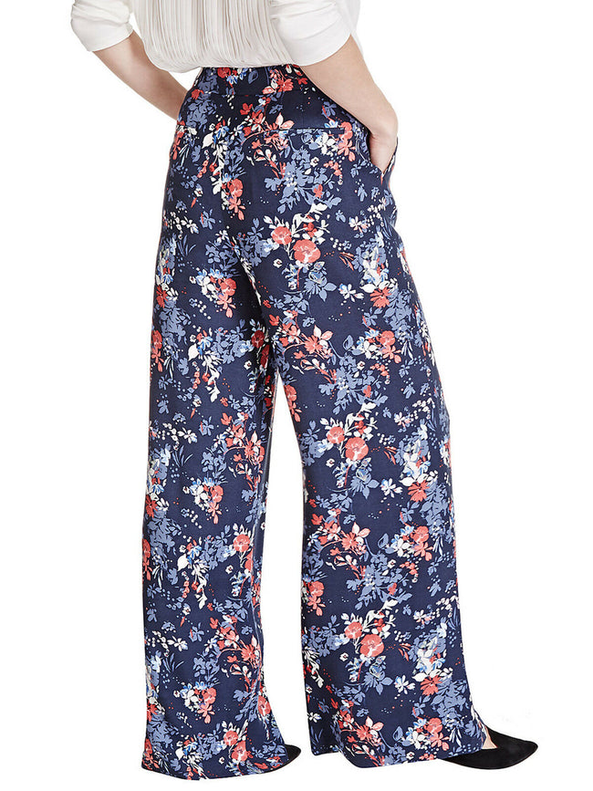 Marks & Spencer Per Una Navy Roma Rise Floral Palazzo Trousers
