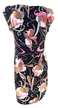 K & D Brown,Black & Peach Swirl Pattern Simple Shift Dress