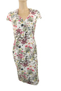 Marks & Spencer Per Una Ivory Floral Print Bodycon Dress with Short Sleeves