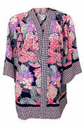Marks & Spencer Bright Pink Floral Patterned Dark Blue Kimono Jacket