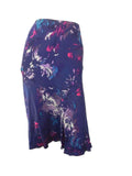 Mark & Spencer Purple Floral Print Navy Flippy Skirt with Elasticated Waist