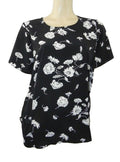 Wallis Black Oversize Short Sleeved Top Printed with White Flowers